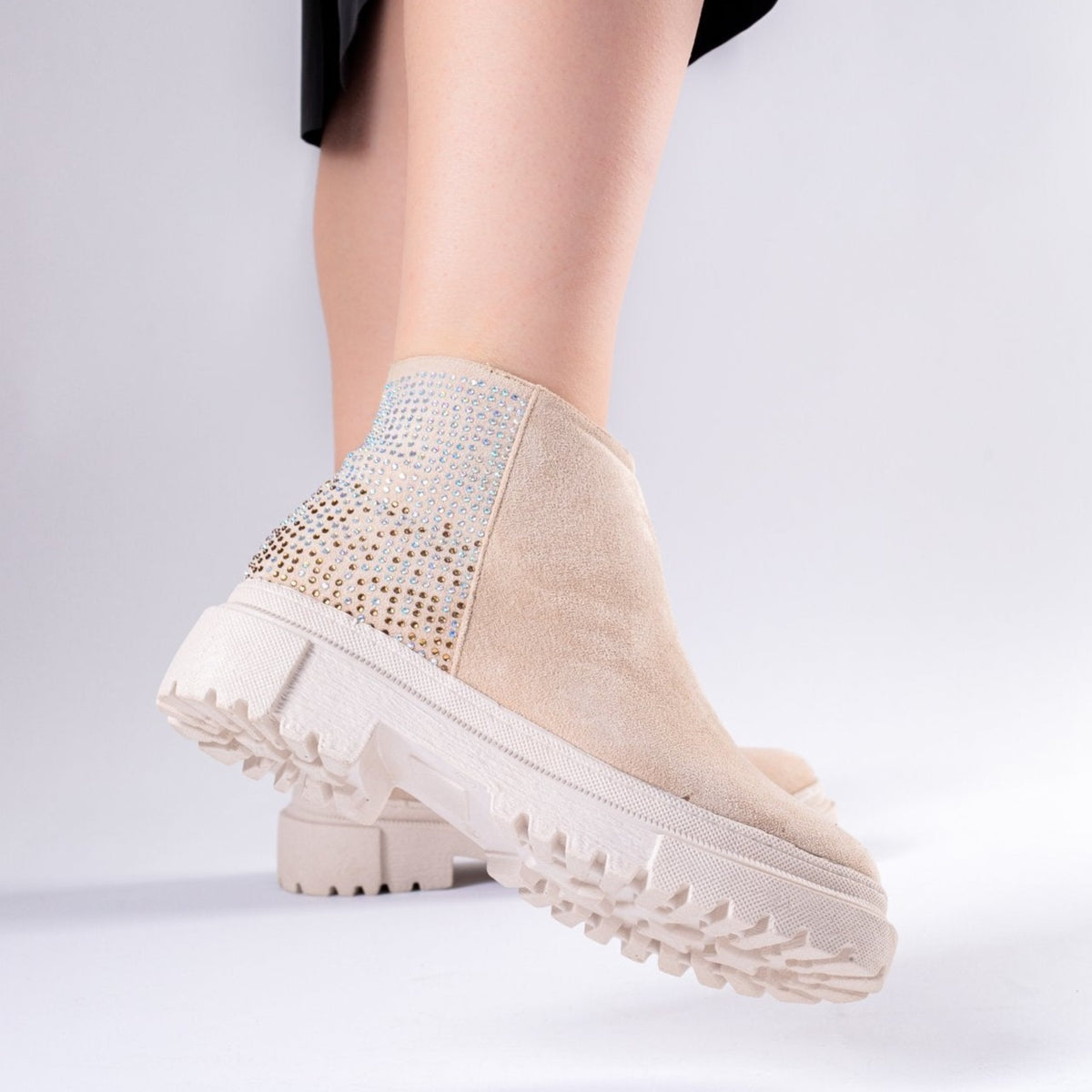 Casual mini boots with shiny glitter-604