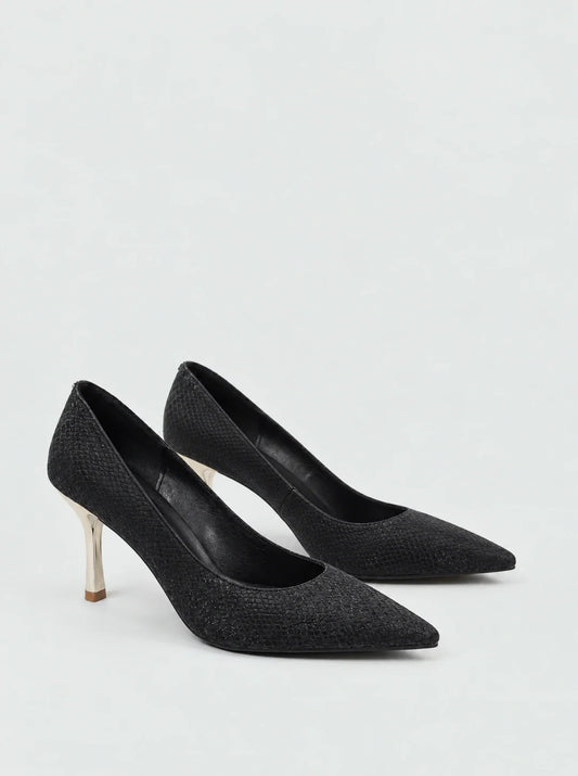 Snakeskin Textured Pumps with 7cm Gold Heel