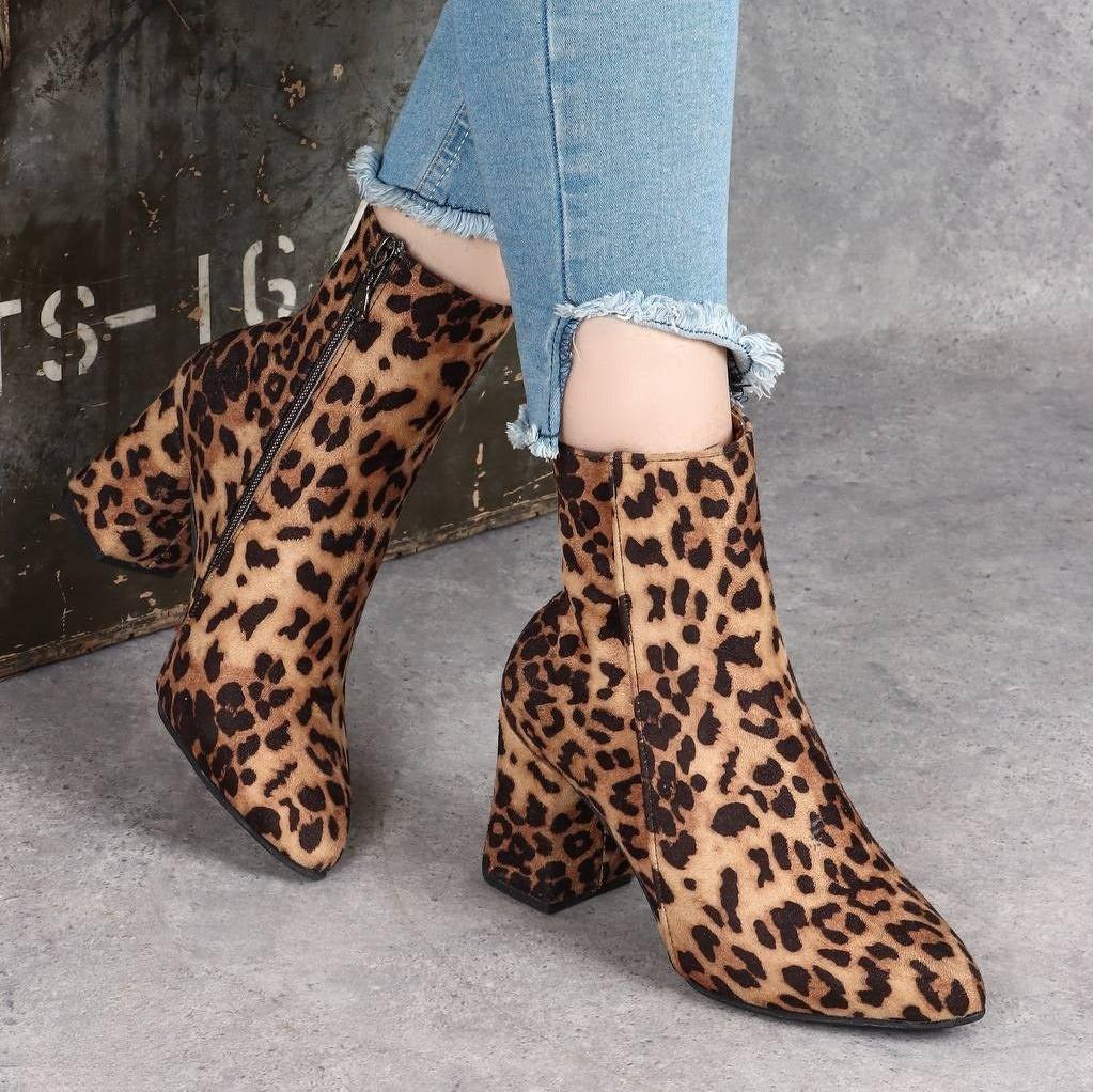 Suede Half Boot with Tiger Heel-613