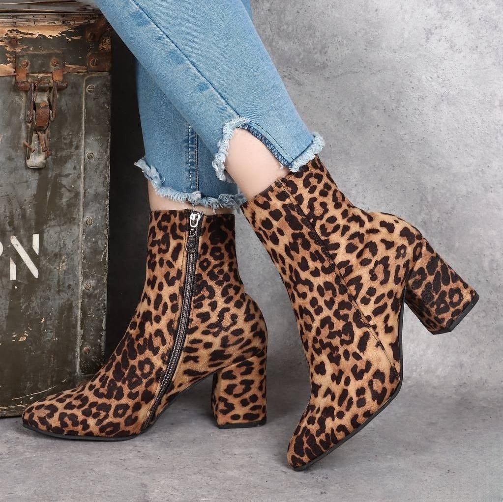 Suede Half Boot with Tiger Heel-613
