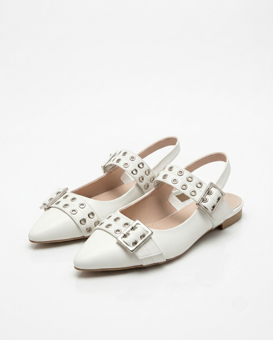 Black Double Buckle Flat Sandal-007