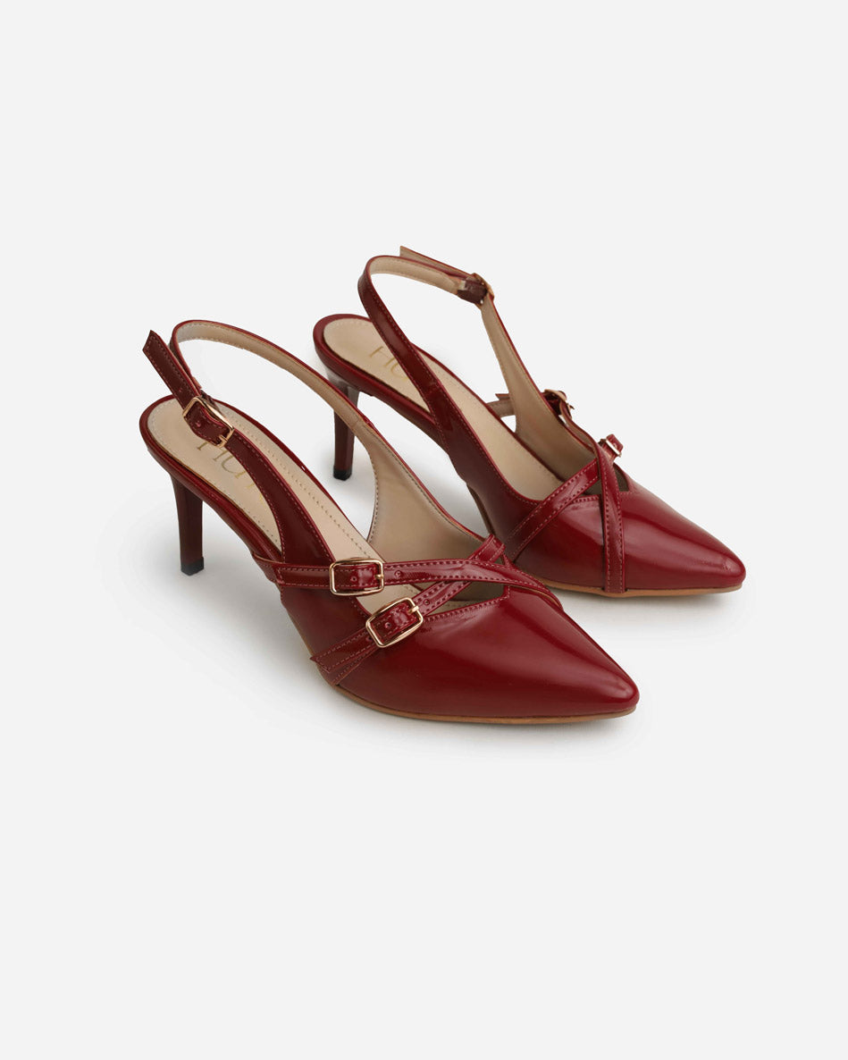 Triple Strap Pointed Heels-m109