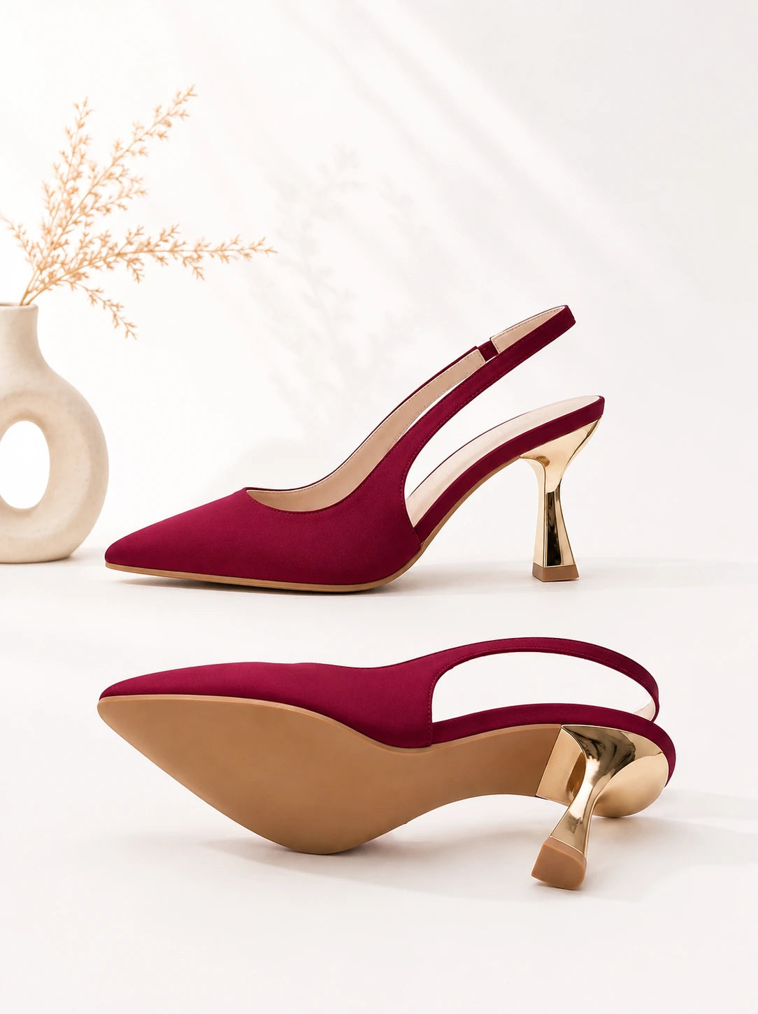 صندل سلينج باك بكعب ذهبي | Slingback Gold Heel