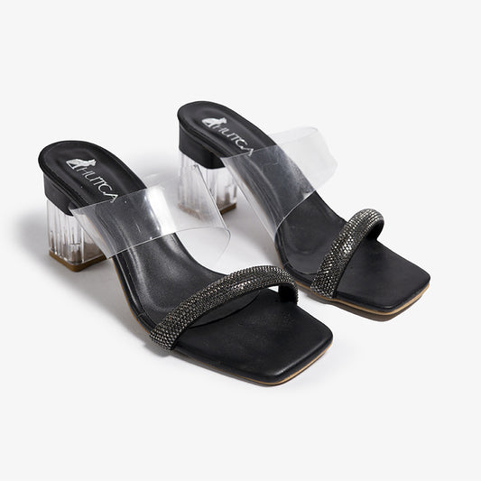 Transparent heel slipper with accessory - 210