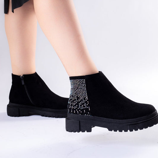 Casual mini boots with shiny glitter-604
