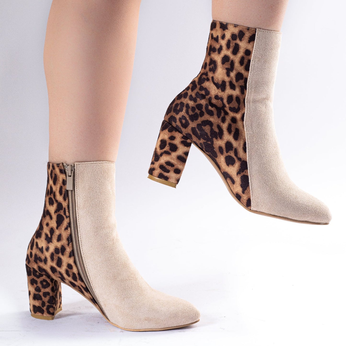 Suede Half Boot with Tiger Heel-613