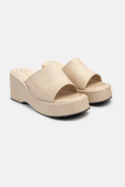 Modern Leather Denim High Heel Slippers-610