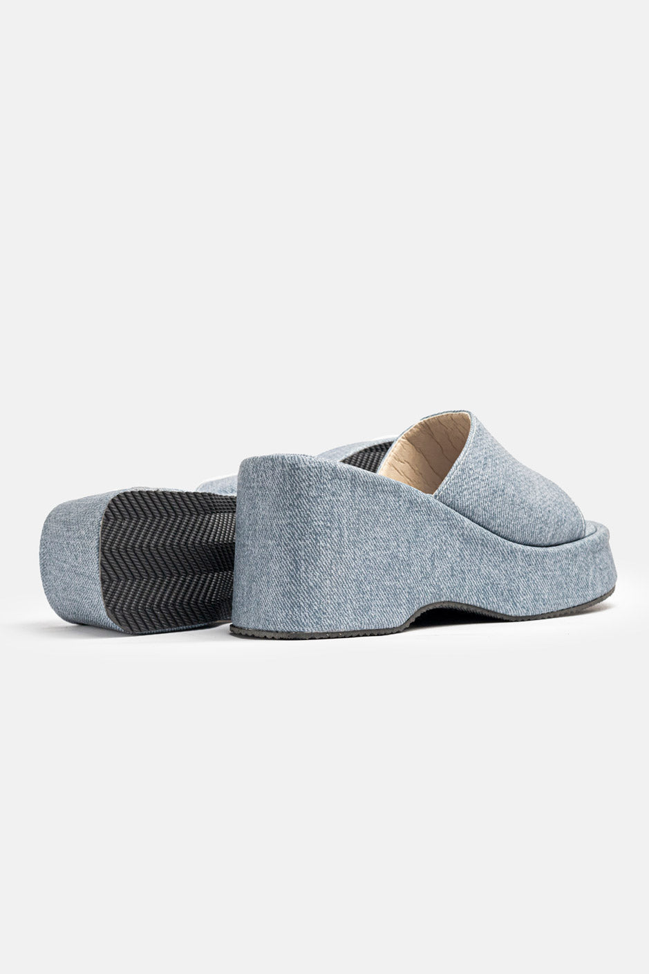 Modern Leather Denim High Heel Slippers-610
