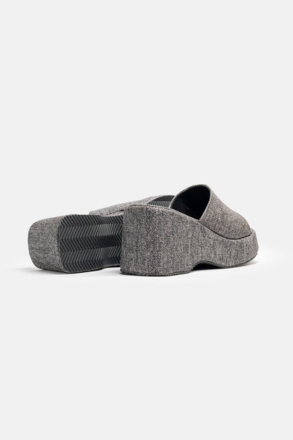 Modern Leather Denim High Heel Slippers-610
