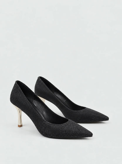 Snakeskin Textured Pumps with 7cm Gold Heel