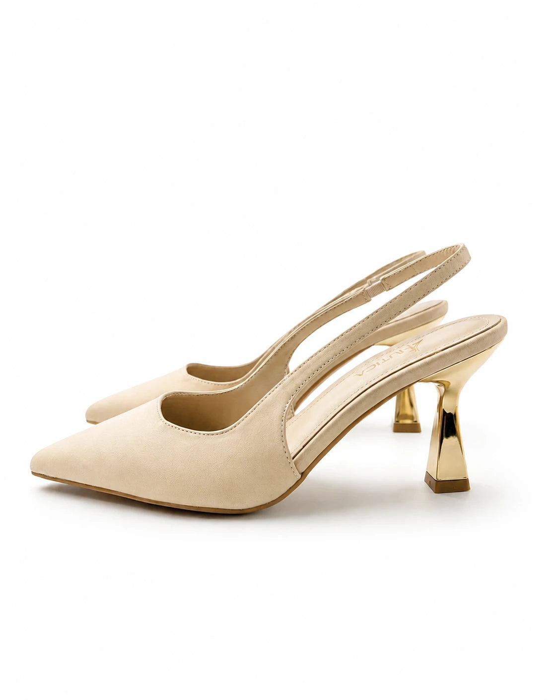 صندل سلينج باك بكعب ذهبي | Slingback Gold Heel
