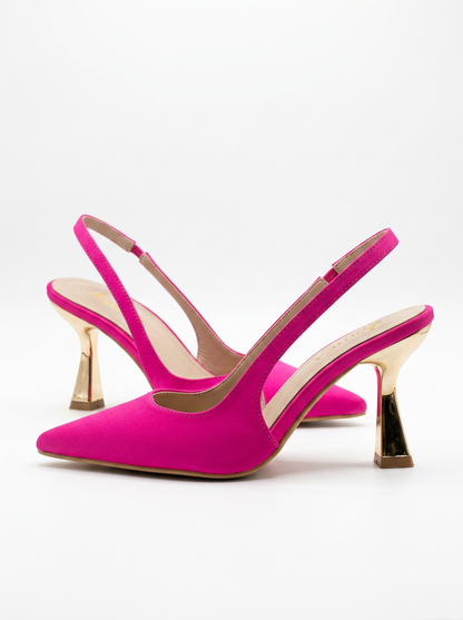صندل سلينج باك بكعب ذهبي | Slingback Gold Heel