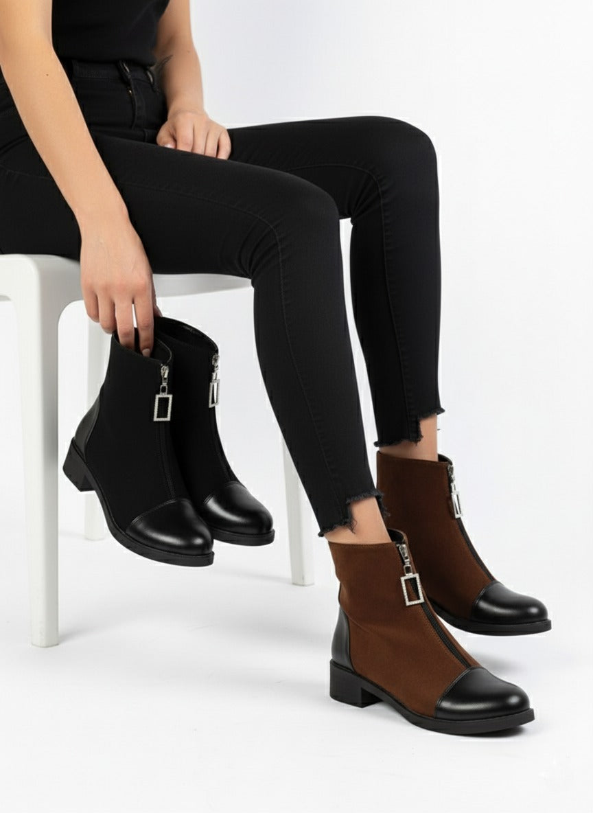 Lightweight suede half boot-1005