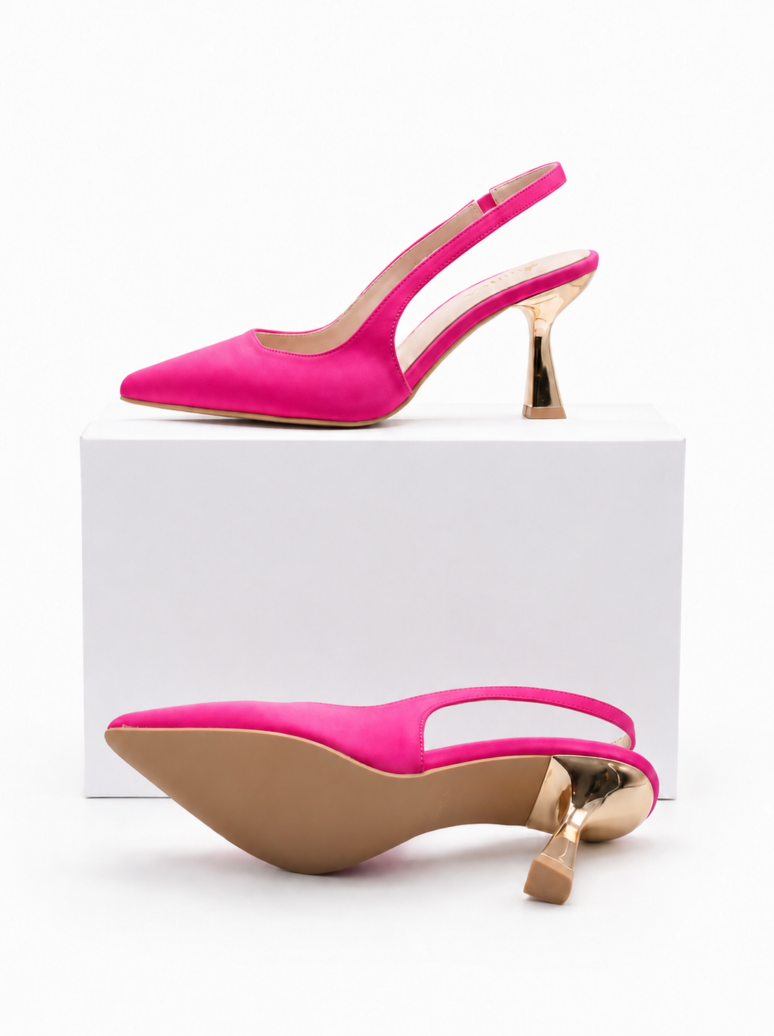 صندل سلينج باك بكعب ذهبي | Slingback Gold Heel