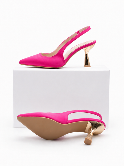 صندل سلينج باك بكعب ذهبي | Slingback Gold Heel