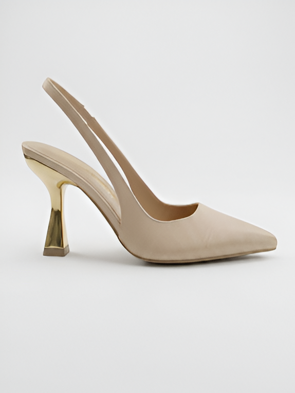 حذاء سلينج باك بكعب ذهبي | Slingback Gold Heel