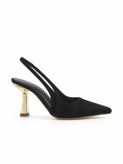 صندل سلينج باك بكعب ذهبي | Slingback Gold Heel