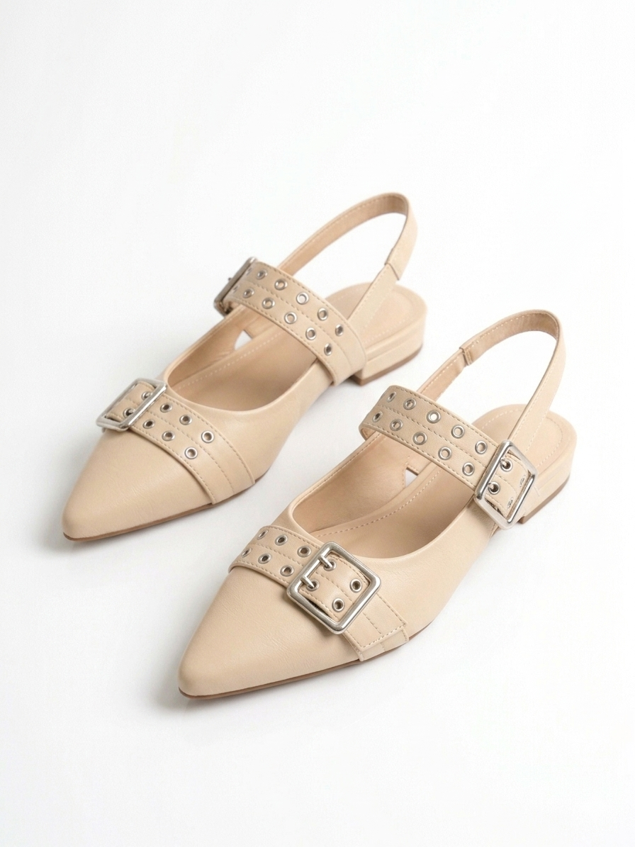 Black Double Buckle Flat Sandal-007