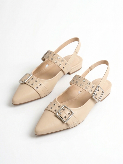 Black Double Buckle Flat Sandal-007