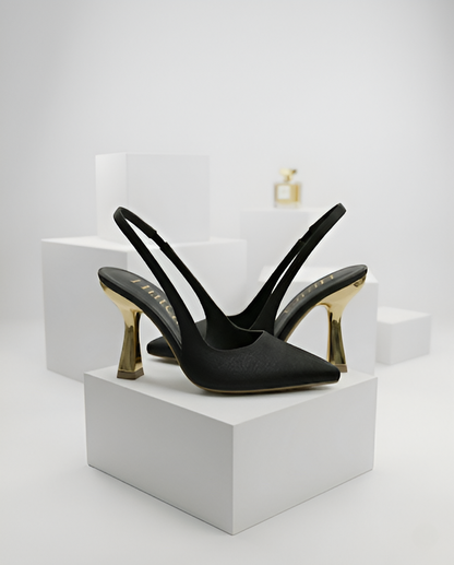 حذاء سلينج باك بكعب ذهبي | Slingback Gold Heel