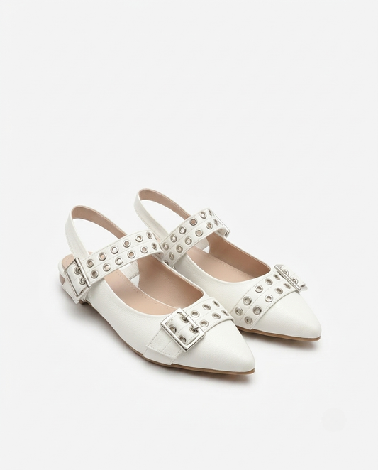 Black Double Buckle Flat Sandal-007