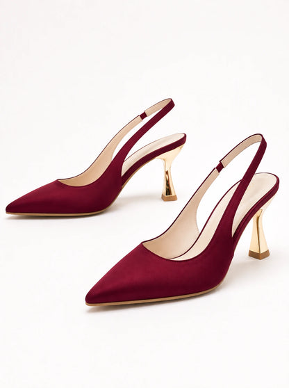 صندل سلينج باك بكعب ذهبي | Slingback Gold Heel
