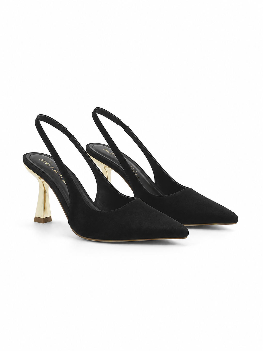 صندل سلينج باك بكعب ذهبي | Slingback Gold Heel