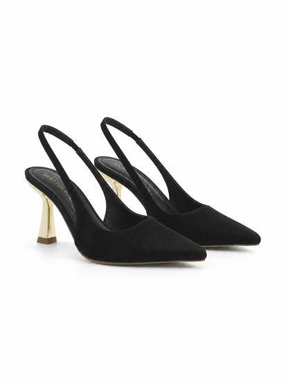 صندل سلينج باك بكعب ذهبي | Slingback Gold Heel