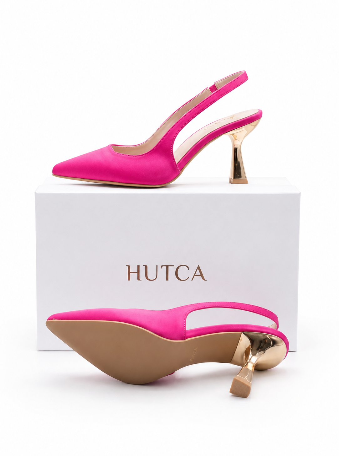 صندل سلينج باك بكعب ذهبي | Slingback Gold Heel