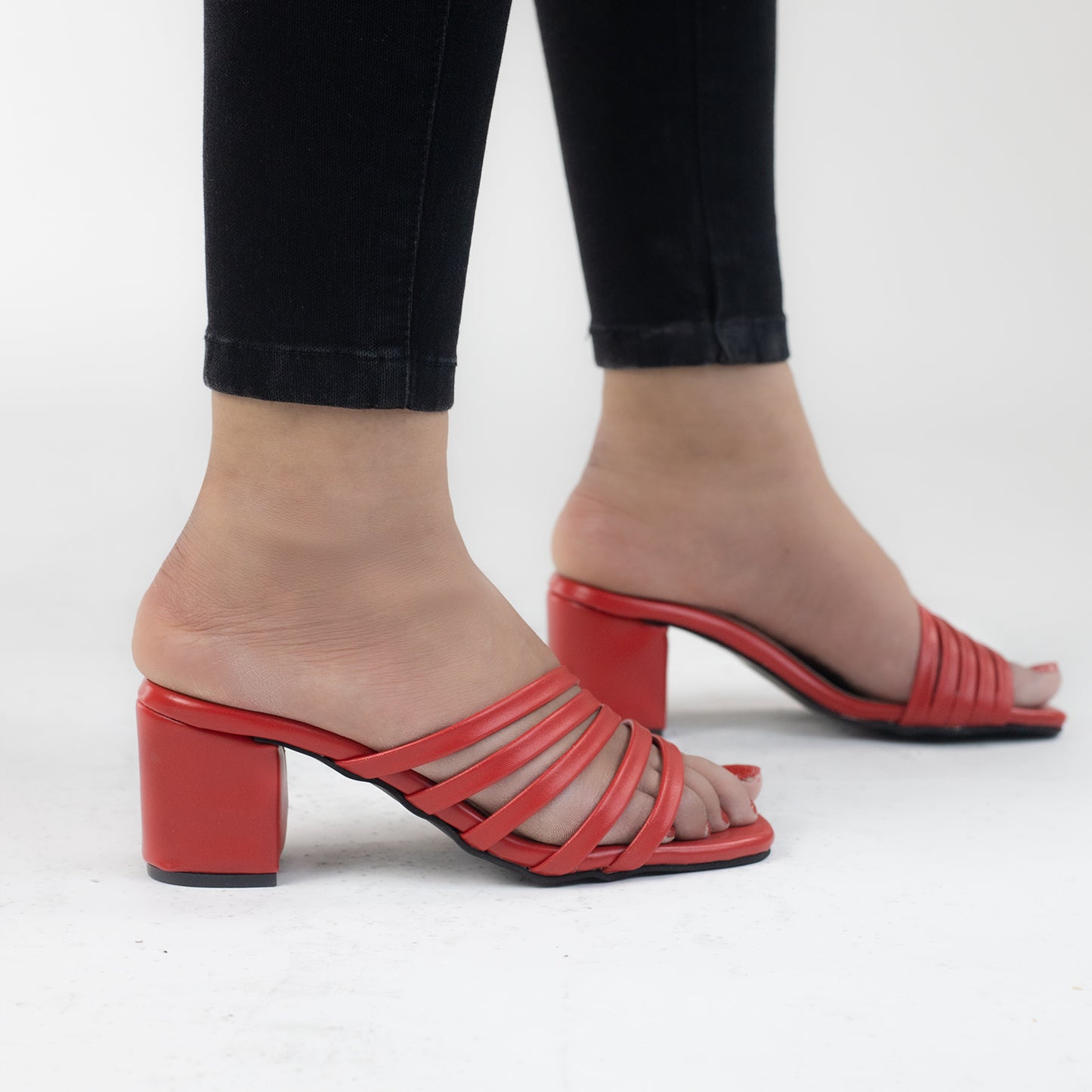 Leather strap heels slippers-1000