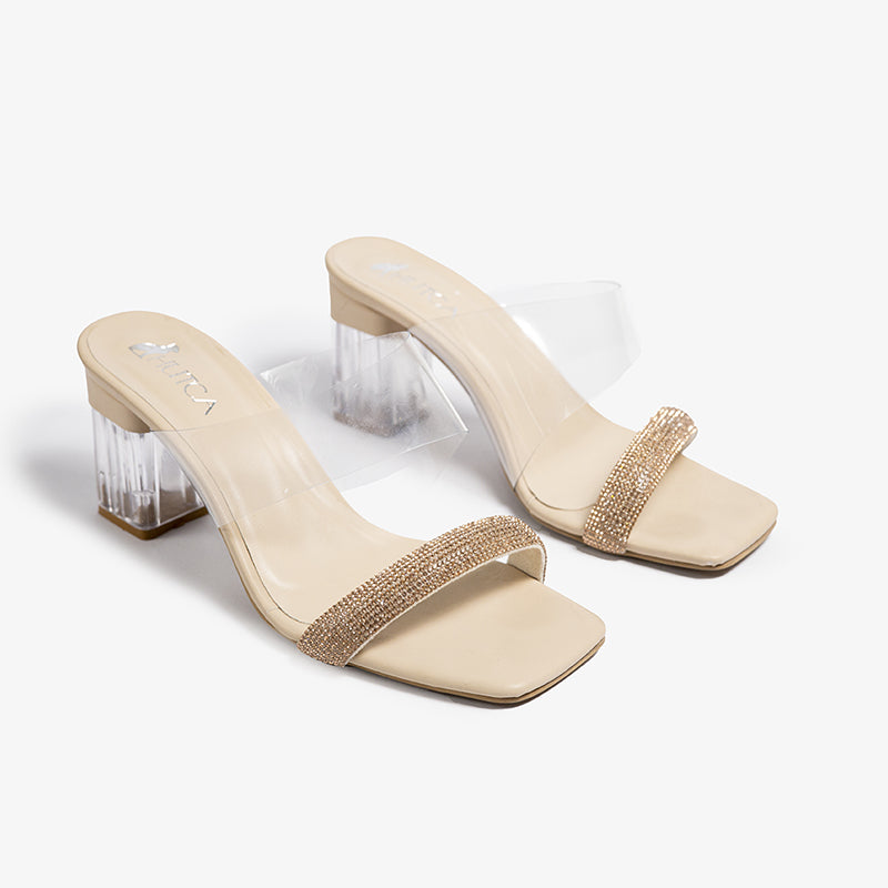 Transparent heel slipper with accessory - 210